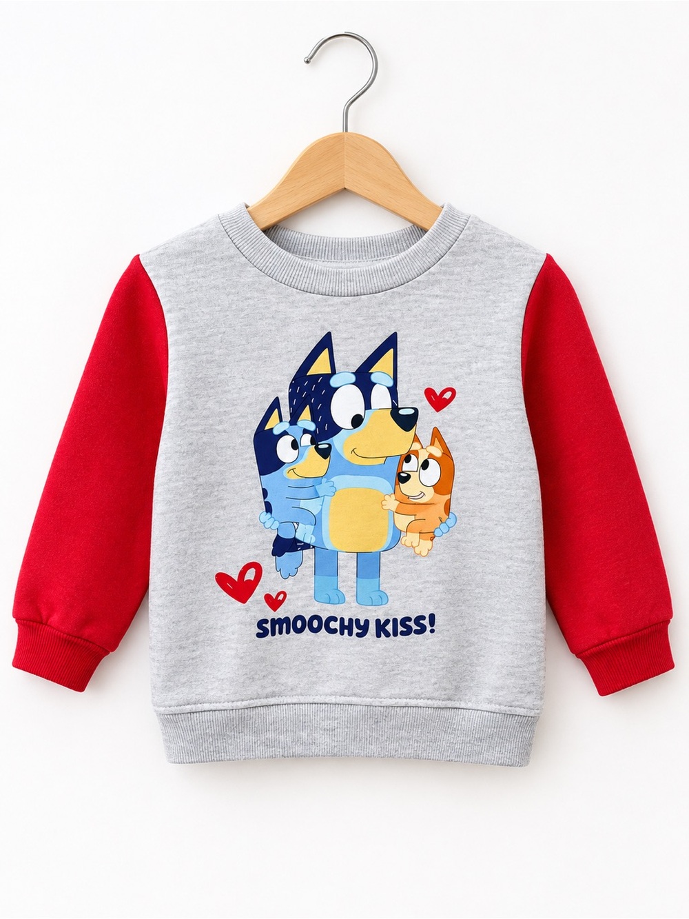 Kids Grey & Red 'Smoochy Kiss' Cartoon Pullover Sweatshirt